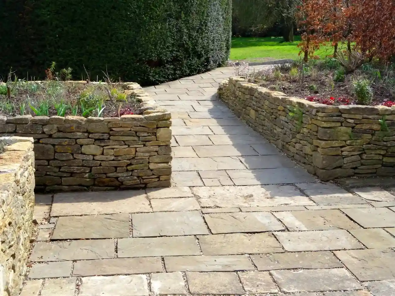 Restored concrete walkway